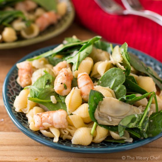 Shrimp Pasta Salad with Spinach