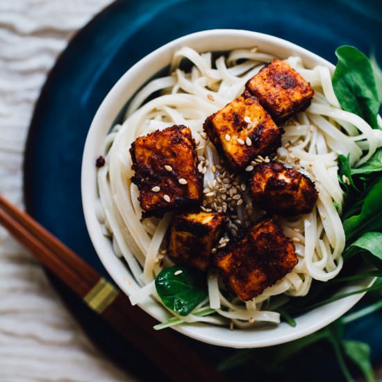 Harissa Tofu with Sesame Noodles