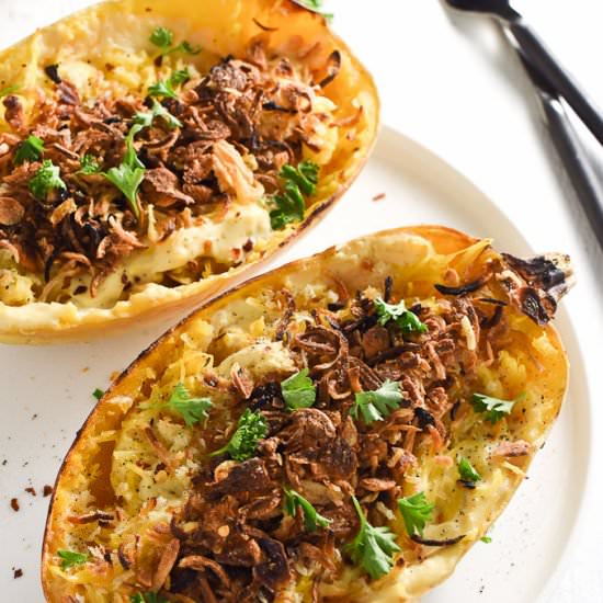 Creamy Vegan Spaghetti Squash Alfredo