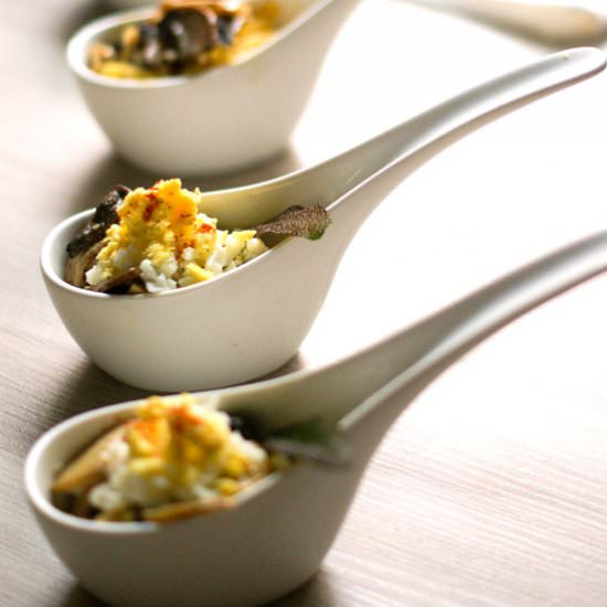 One Shot Shiitake Egg Fettuccine
