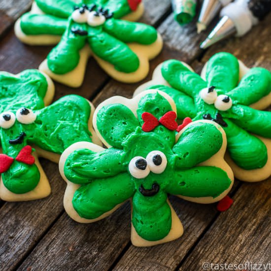 Frosted Shamrock Cookies