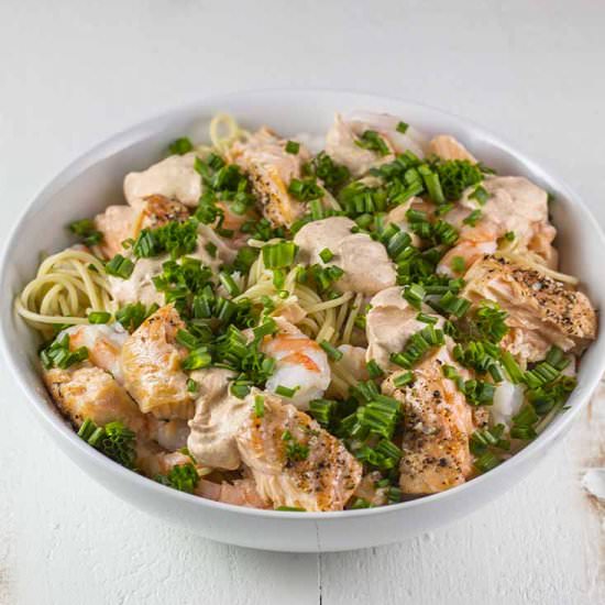 Salmon & Shrimp Pasta