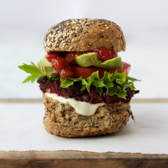 Beetroot, Basil & Black Bean Burger