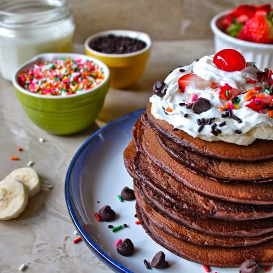 Chocolate Birthday Pancakes