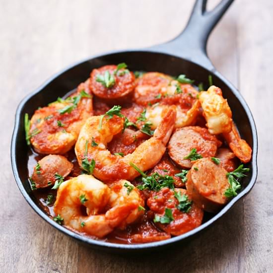 Skillet Sausage and Shrimp
