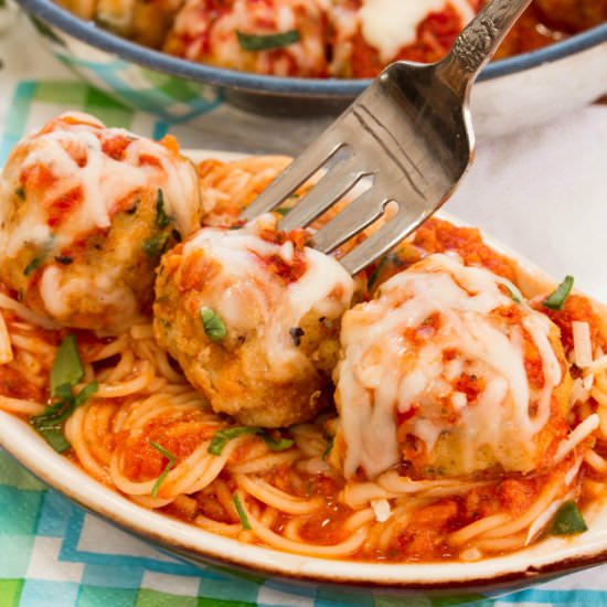 Chicken Parmesan Meatballs with Spinach