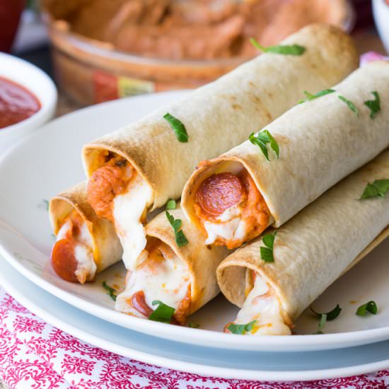 Pizza Hummus Taquitos