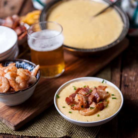 Bacon Beer Shrimp with Beer Cheese