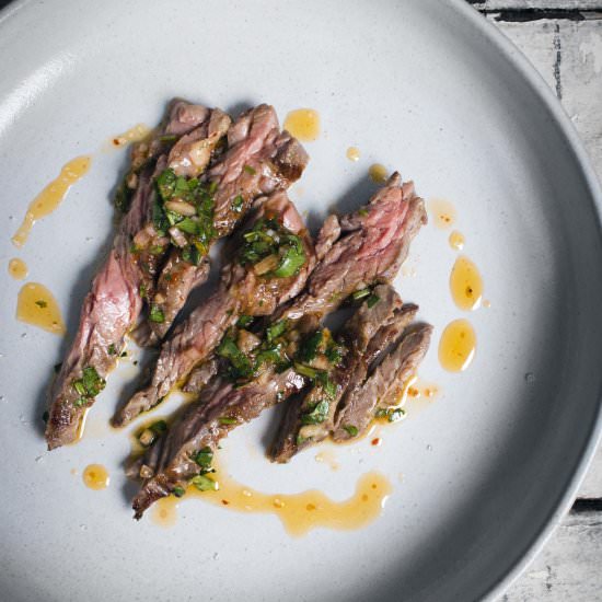 Harissa Chimichurri Skirt Steak