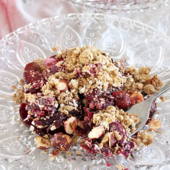 Plum Hazelnut Breakfast Crumble