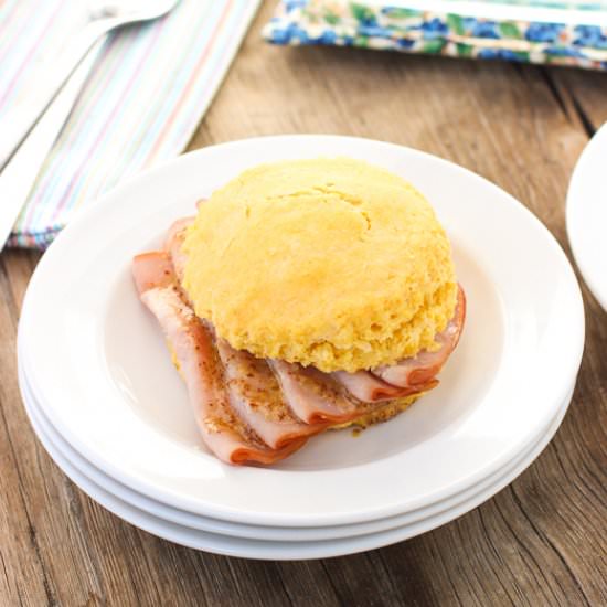 Cornmeal Biscuit Ham Sandwiches