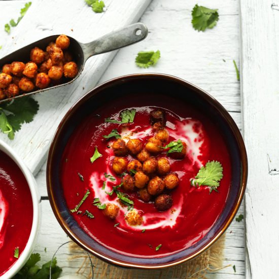 Curried Beet Soup & Chickpeas