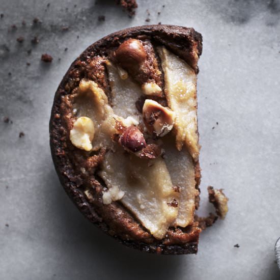 Cocoa crust pear & hazelnut pie