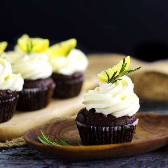 Chocolate Rosemary Cupcakes