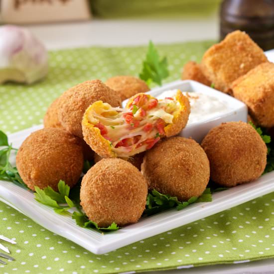 Salami Filled Fried Cheese Balls