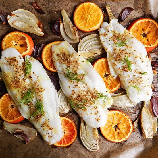 Baked Fish with Fennel and Oranges