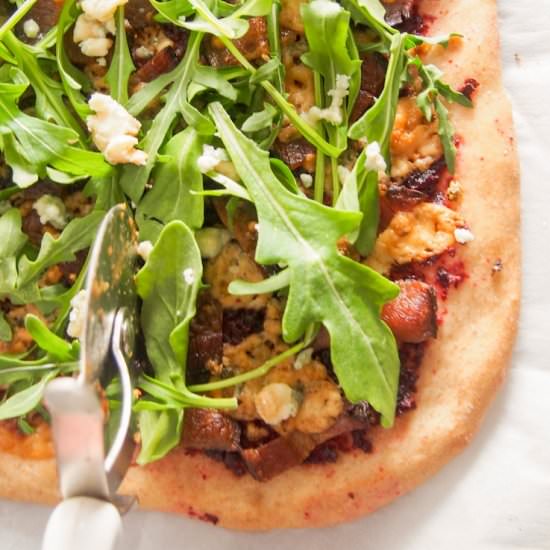 Beet, Blue Cheese and Bacon Pizza