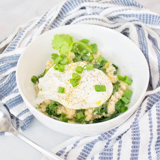 Savory Oatmeal With Poached Egg
