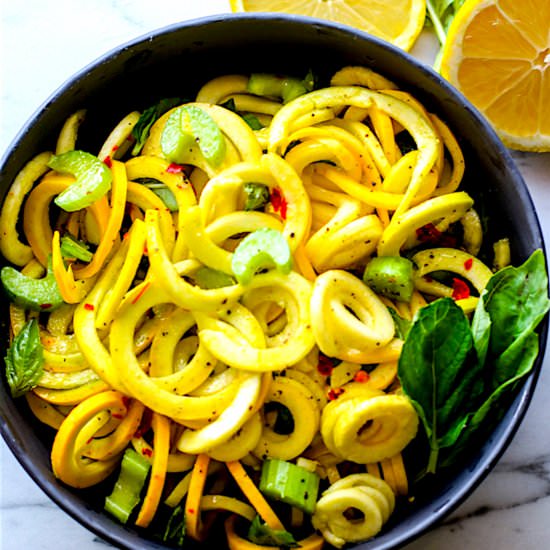 Basil Mint Spiralized Squash Salad