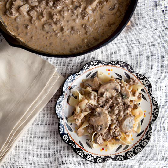 Lightened Up Ground Beef Stroganoff