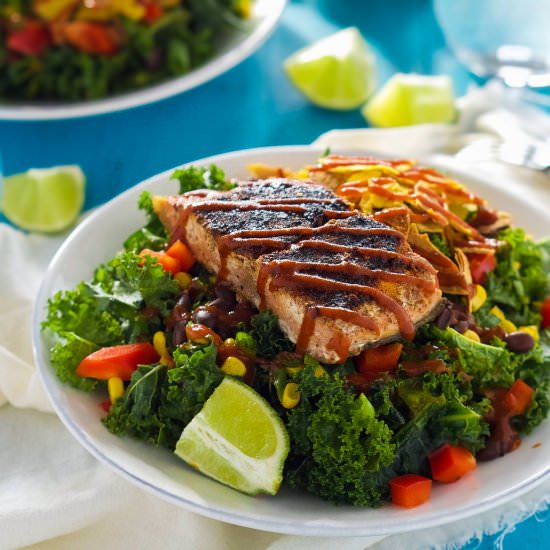 BBQ Salmon Salad with Honey Chipotl