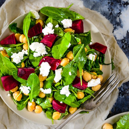 Baby Spinach Beet and Feta salad
