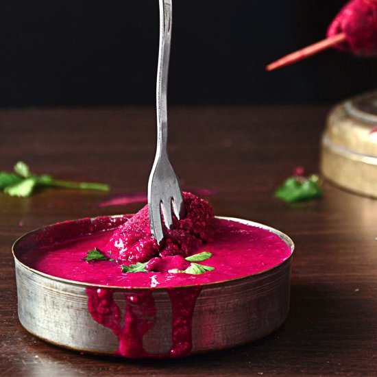 Roasted Beet Kebab with Beet Dip
