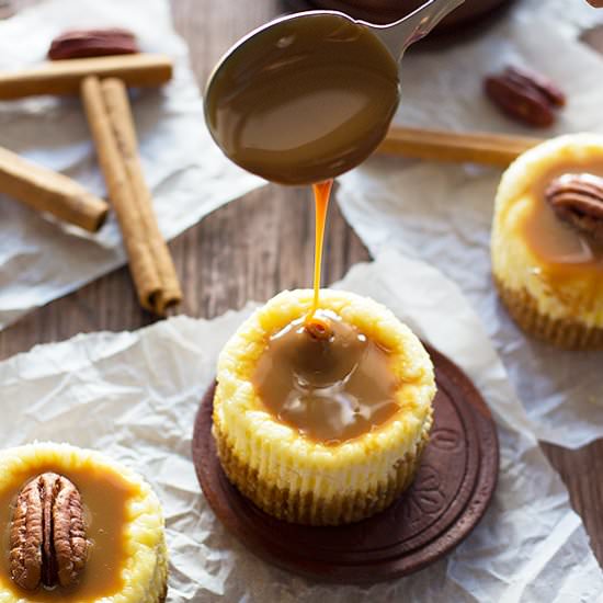 Caramel Pecan Mini Cheesecakes