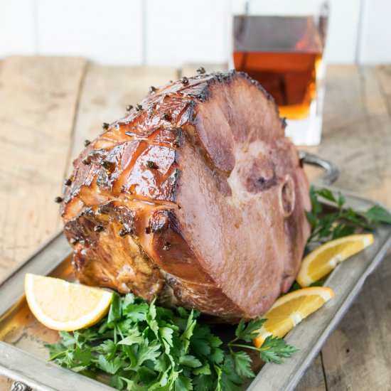 Orange & bourbon glazed ham