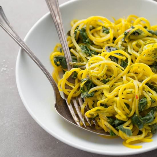 Beet Noodles with Cilantro Sauce