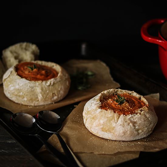 Tomato Bisque Bread Bowls