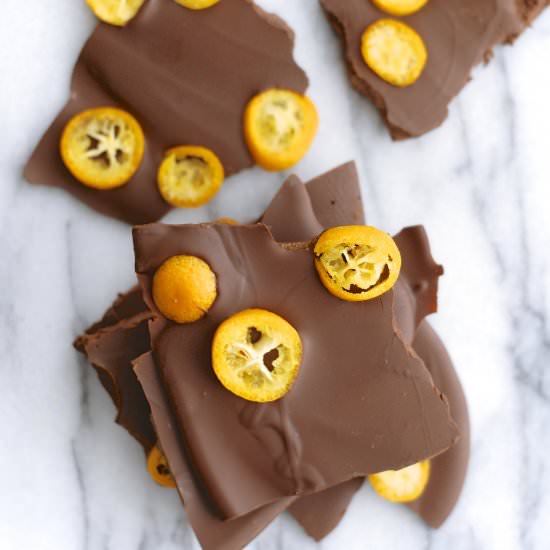 kumquat dark chocolate bark