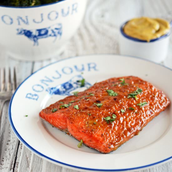 Salmon with Mustard and Brown Sugar