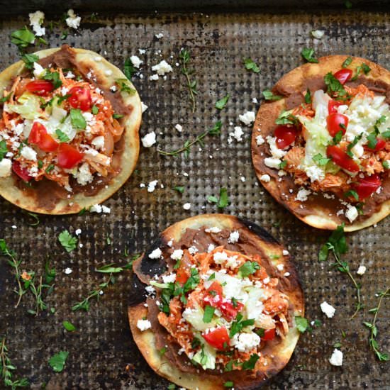 Pulled Chicken Tinga Tostadas