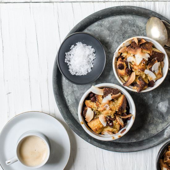 Dark Chocolate & Coconut Bread Pudding