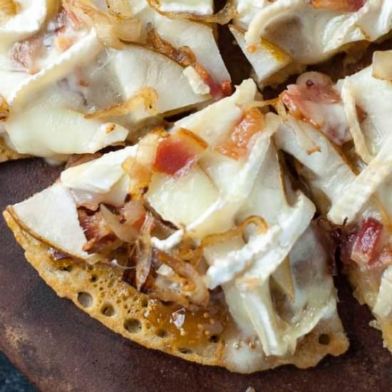 Pear, Brie, and Bacon Socca Flatbread
