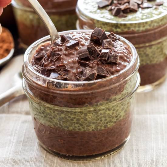 Chocolate Matcha Chia Pudding