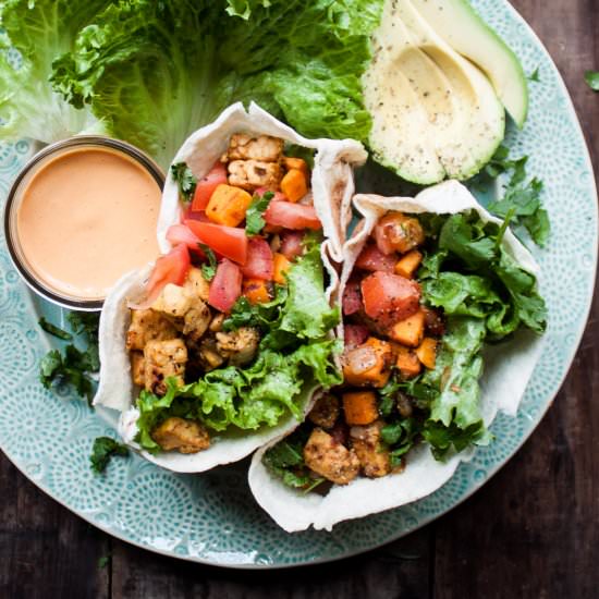 Tempeh + Sweet Potato Stuffed Pita