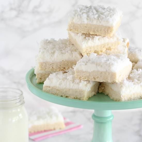 Frosted Coconut Sugar Cookie Bars