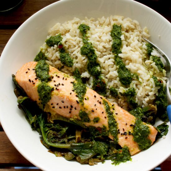 Easy Parchment Salmon with Spinach