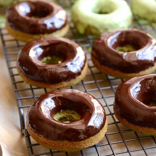 Baked Apple Matcha Donuts