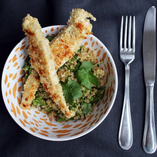 Sesame Chicken on Quinoa Salad