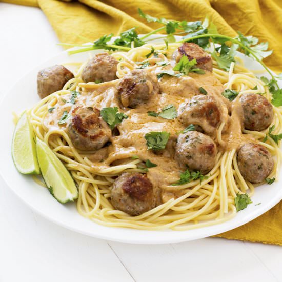 Thai Spaghetti and Meatballs