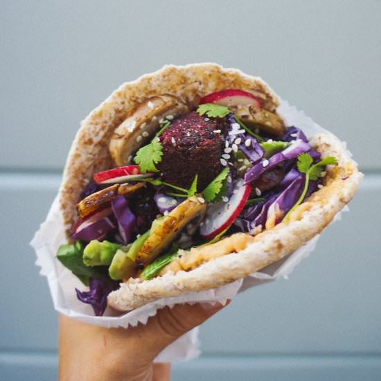 Beetroot Falafel Pita Pockets
