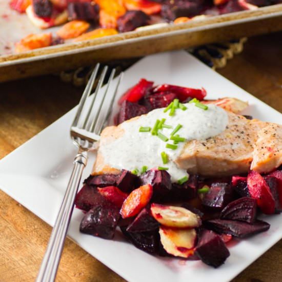 Roasted Salmon and Root Vegetables