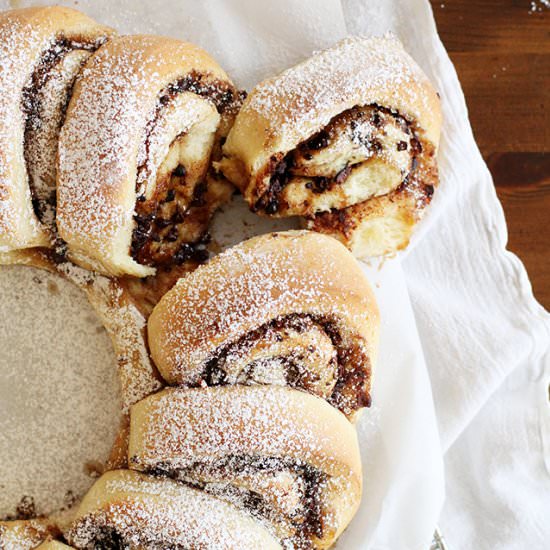 Chocolate Cinnamon Roll Wreath