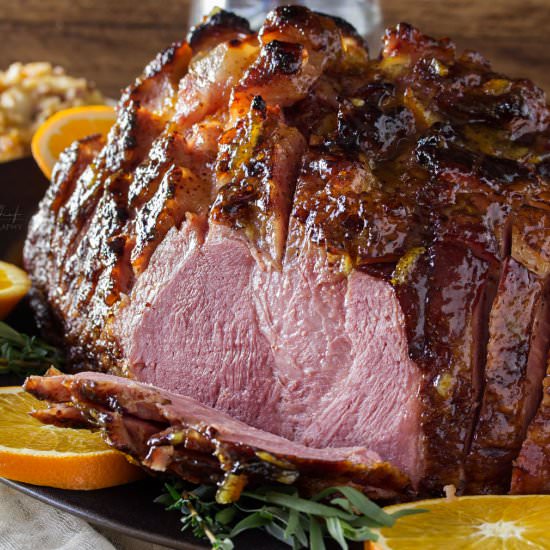 Orange Bourbon Glazed Ham