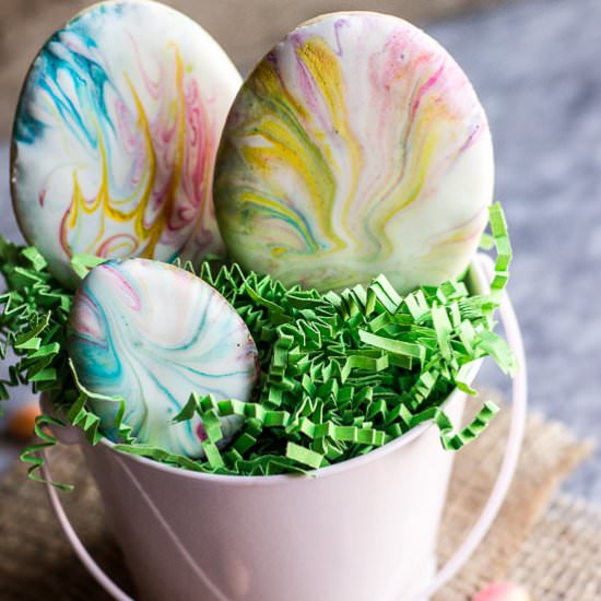 Easter Cookies with Marbled Icing