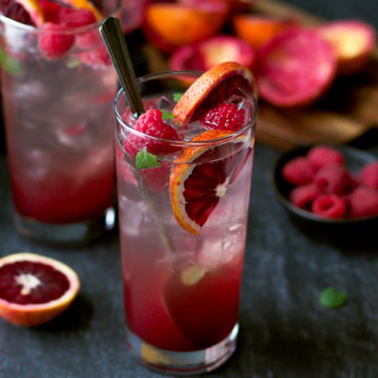 Blood Orange and Raspberry Mojito