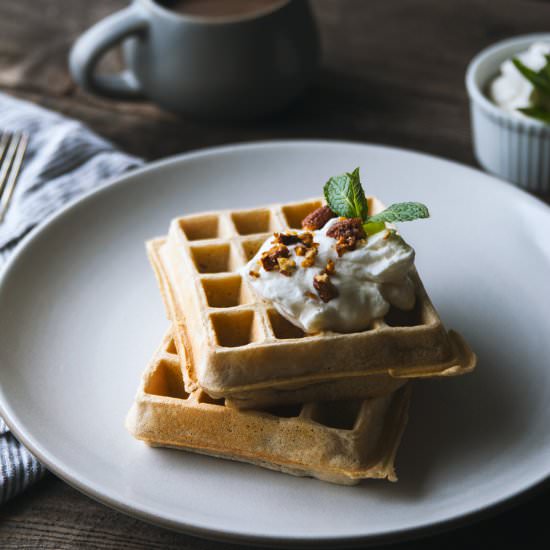 Guinness Waffles w/ Whiskey Cream